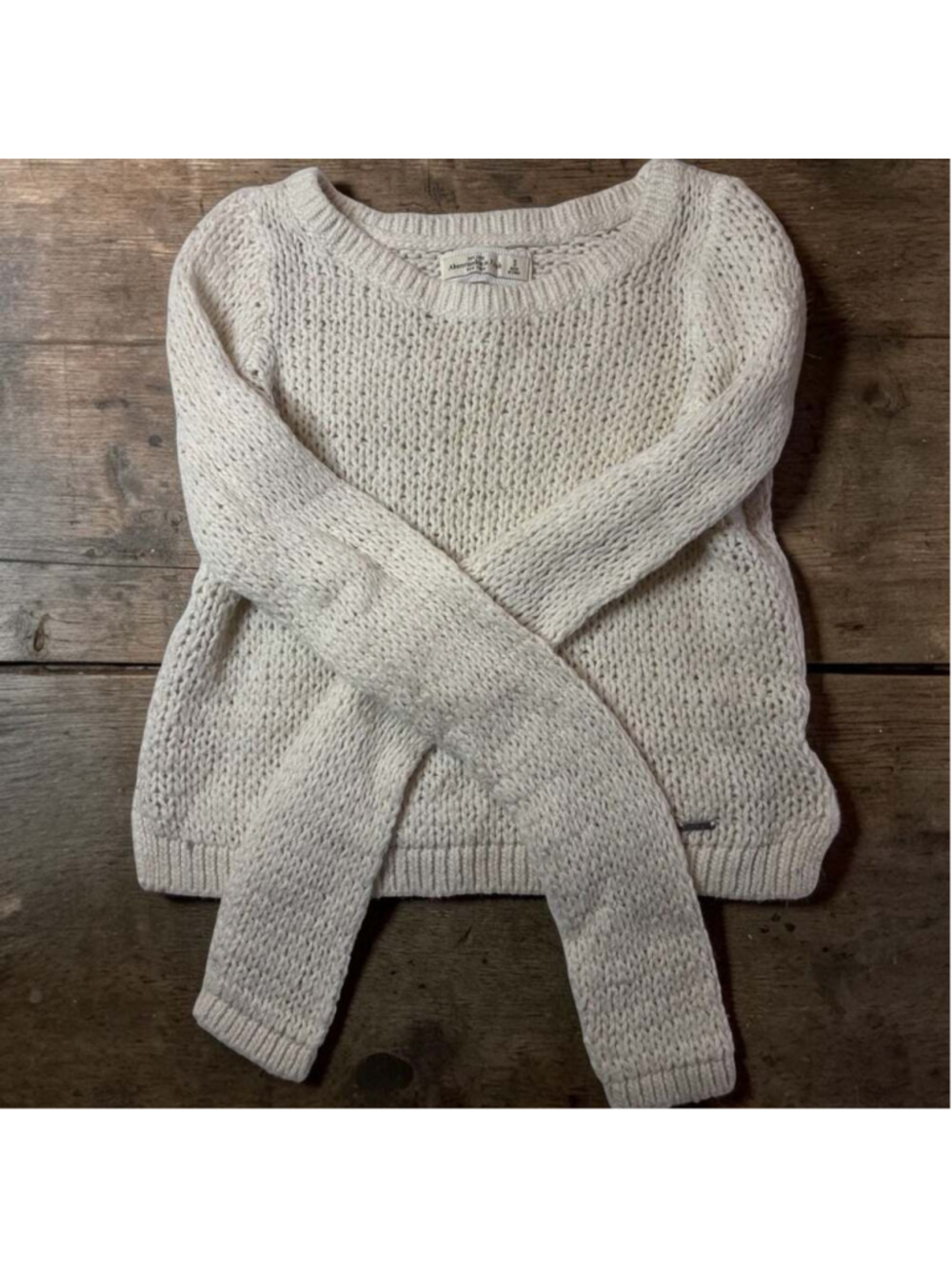 Abercrombie & Fitch Cream Open Stitch Chunky Knit Sweater Size Sml